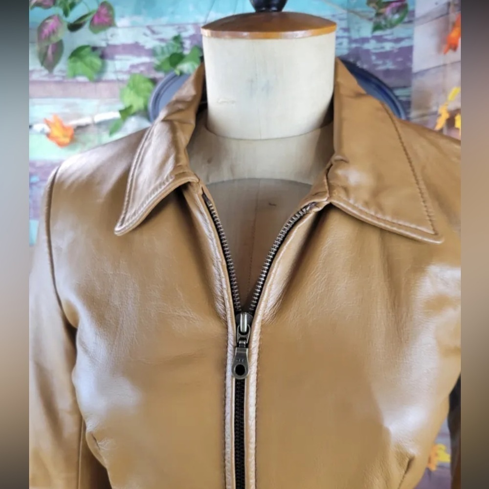 CUIR OLYMPIC Leather vintage jacket, tan - Picture 3 of 7